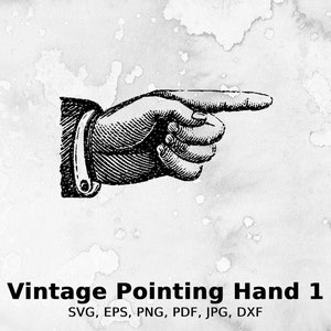 Vintage Pointing Hand 1 Vector Illustration | vintage, hand, signage, pointing, finger, right, left