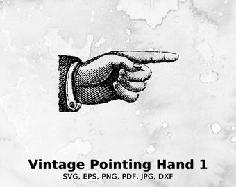 Vintage Pointing Hand 1 Vector Illustration | vintage, hand, signage, pointing, finger, right, left