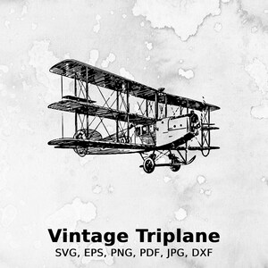 Vintage triplanvektorillustration | flyg, Wright bröder, flygplan, triplan, luftfart, första världskriget, biplan, Sopwith