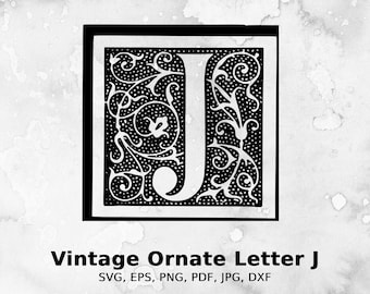 Vintage Ornate Letter J Illustration | Victorian Monogram (Digital Download)