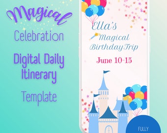Plantilla de itinerario de celebración mágica / Itinerario de parque temático