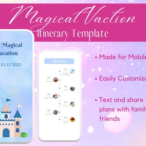 Magical Vacation Itinerary Template | Theme Park Itinerary
