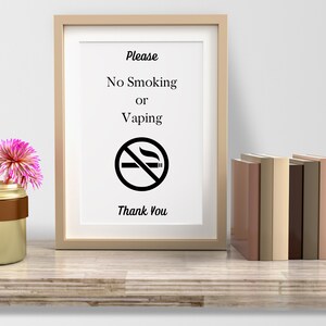 No Smoking Sign | Please No Smoking or Vaping Sign | Ready to Print - Etsy