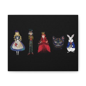 Alice in Wonderland, Alice, Hatter, Red Queen, Cheshire, White Rabbit, 10x8, 12x10, 16x12, Canvas Stretched, 0.75"