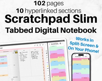 SCRATCHPAD SLIM (blank) for Digital Planning | Spring Colors Notepad| Split Screen Notebook | PDF | Goodnotes, Samsung Notes, Penly