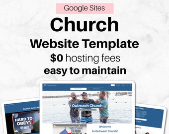 Plantilla de sitio web de iglesia, sinagoga, templo, capilla, organización benéfica, organización sin fines de lucro, pastor/alojamiento gratuito incluido/Google Sites