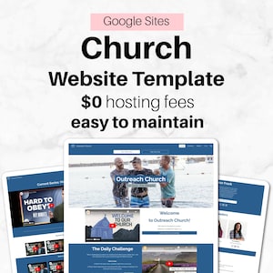 Kerkwebsitesjabloon voor kerk, synagoge, tempel, kapel, liefdadigheidsinstelling, non-profitorganisatie, pastor | Gratis hosting inbegrepen | Google-sites