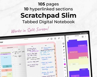 SCRATCHPAD SLIM (en blanco) para planificación digital / Bloc de notas de colores de invierno / Cuaderno de pantalla dividida / PDF / Goodnotes, Samsung Notes, Penly