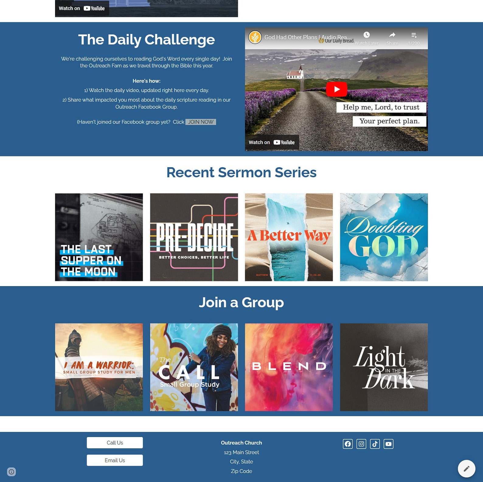 Church Website Template for Church, Synagogue, Temple, Chapel, Charity