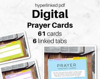 Tarjetas de oración digitales en PDF para la aplicación de agenda digital / Seguimiento de peticiones y respuestas de oración / Goodnotes / Samsung Notes / Penly / Noteshelf