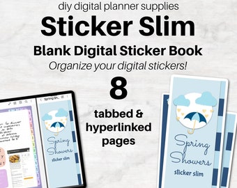 STICKER BOOK (en blanco) para planificación digital / Spring Showers Sticker Slim / Agregue sus propias pegatinas / PDF / Goodnotes, Samsung Notes, Penly