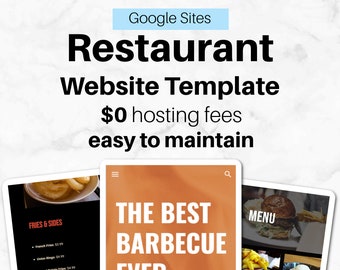 Sitio web de restaurante >> Plantilla para parrilla, bar, comida para llevar, comida rápida, buena comida y hamburguesería / Alojamiento gratuito incluido / Google Sites