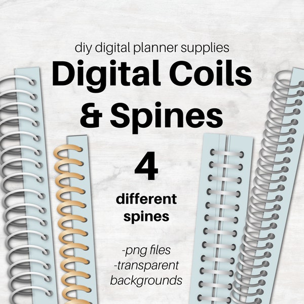 COILS & SPINES for Digital Planners | DIY Planner, Calendar, Journal Diary | Printable | Binder Rings, Binding | Design Your Own Planner