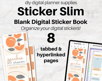 STICKER BOOK (en blanco) para planificación digital / Melocotones y crema pegatina delgada / Agregue sus propias pegatinas / PDF / Goodnotes, Samsung Notes, Penly
