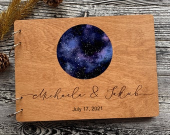 Celestial Wedding Guest Book Galaxy Themed Memory Book Personalized Astronomy Gift Universe Photo Album Night Sky Sign Star Map Custom Decor