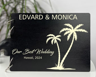 Summer Wedding Guest Book Tropical Palm Photo Album Beach Wedding Stuff Personalized Hawaii Gift Our Honeymoon Memory Book Adventure Journal