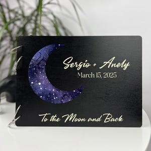 Libro de visitas de boda celestial Libro de recuerdos con temática galáctica Regalo de astronomía personalizado Álbum de fotos del universo Letrero del cielo nocturno Mapa estelar Decoración personalizada