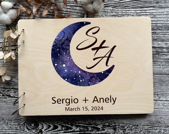 Libro de visitas de boda celestial Libro de memoria temático de galaxia Regalo de astronomía personalizado Universo Álbum de fotos Signo del cielo nocturno Mapa de estrellas Decoración personalizada