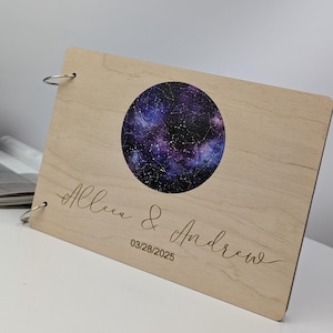 Libro de visitas de boda celestial Libro de recuerdos con temática galáctica Regalo de astronomía personalizado Álbum de fotos del universo Letrero del cielo nocturno Mapa estelar Decoración personalizada