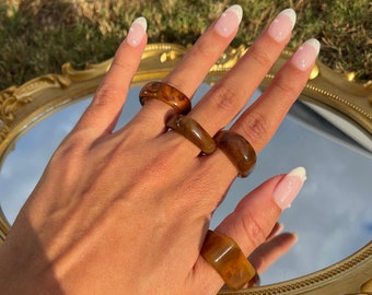 LIONESS | Resin Ring Set, Rings, Brown Rings, Jewelry, Stackable Rings, Chunky Rings, Accessories, Gift Ideas, Trendy Rings, Trendy Gifts