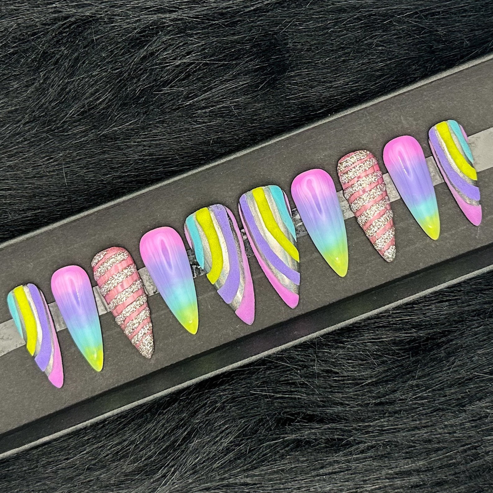 Unicorn Press on Nails Custom Shape / Size Pastel Glue on Etsy