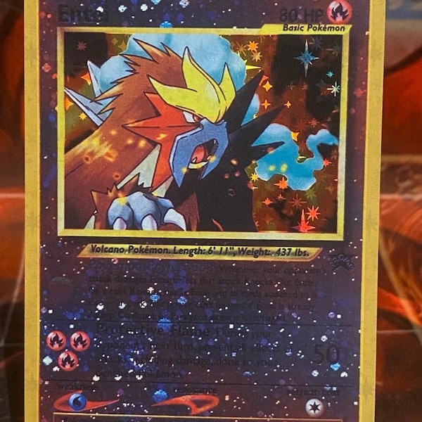 Entei 34 black star promo jungle fossil base set Pokemon carte personnalisée holographique 1999 1ère édition