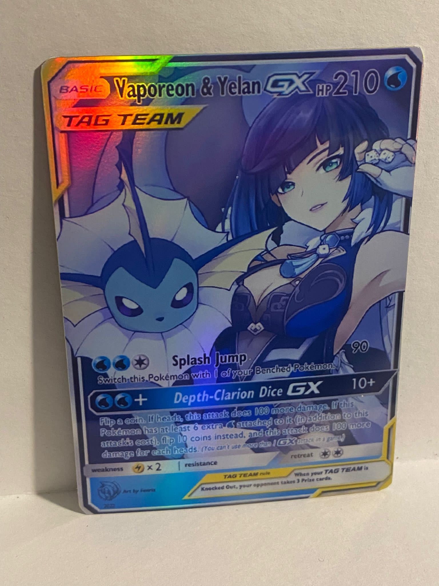 Vaporeon X Yelan Gx Tag Team Japanese Shiny Pokemon Custom Etsy