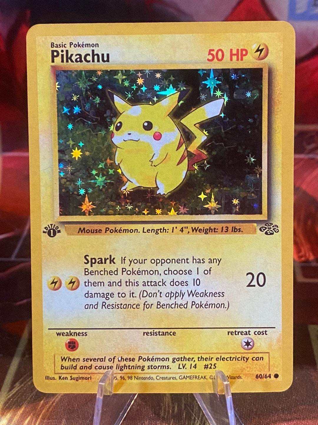 Pikachu Jungle Fossil Base Set Pokemon Custom Card Holographic Etsy