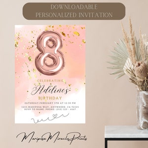 Rose Gold Birthday Digital Invitation