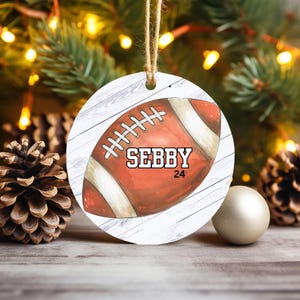 Personalized Football Christmas Ornament, Ceramic Sports Ornament, Kids Holiday Gifts, Custom Christmas Decorations, Sport Team Gift Ideas
