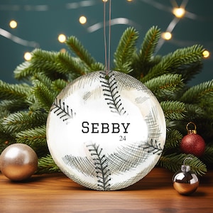 Personalisierte Baseball Weihnachtsverzierung, Keramik Sportverzierung, Kinderferiengeschenke, kundenspezifische Weihnachtsdekorationen, Sportteam-Geschenkideen