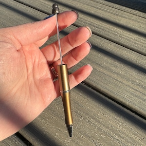 Brown Glittered Beaded Pen Blank, DIY Bead Pens, Craft Supplies, Hobby Craft, Black Inked Pen, Silicone Bead Project, Wholesale Pen