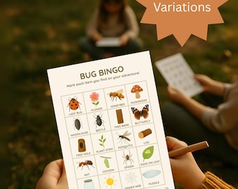 Bug Bingo Printable Game for Kids | Nature Scavenger Hunt | Outdoor Learning Activity | Forest School & Montessori Nature Game