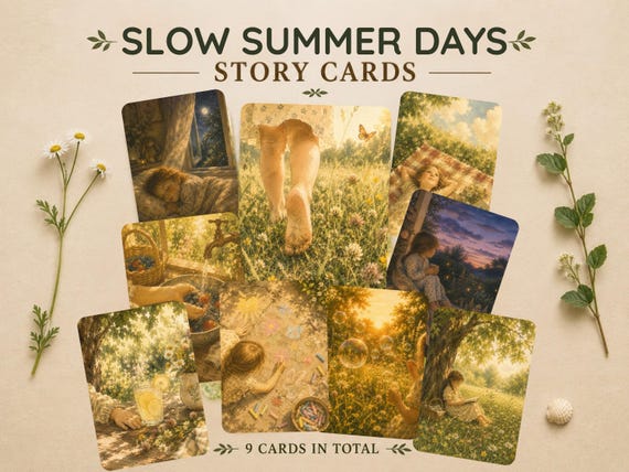 Slow Summer Days Story Cards for Preschool | Calm Nature Learning Activity | Printable Waldorf Inspired | Homeschool & Kindergarten PDF
