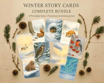 Complete Winter Story Cards Bundle | Preschool Nature Storytelling Cards, Animals, Weather & Calm Learning Activities