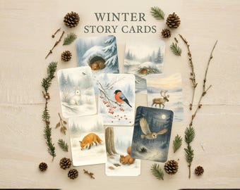 Winter Story Cards Printable | Preschool Storytelling Cards, Winter Animals Activity, Montessori Nature Learning, Kids Conversation Cards