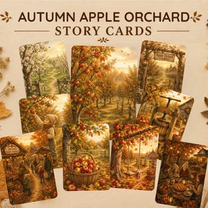 Herbst Apfelgarten Story Karten zum ausdrucken, Herbst Vorschulaktivitäten, Apfelernte Thema, Naturstudie, Lernen zu Hause