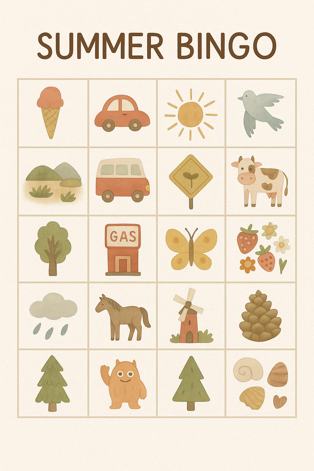 Summer Nature Bingo Printable for Kids | Outdoor Scavenger Hunt Game ...