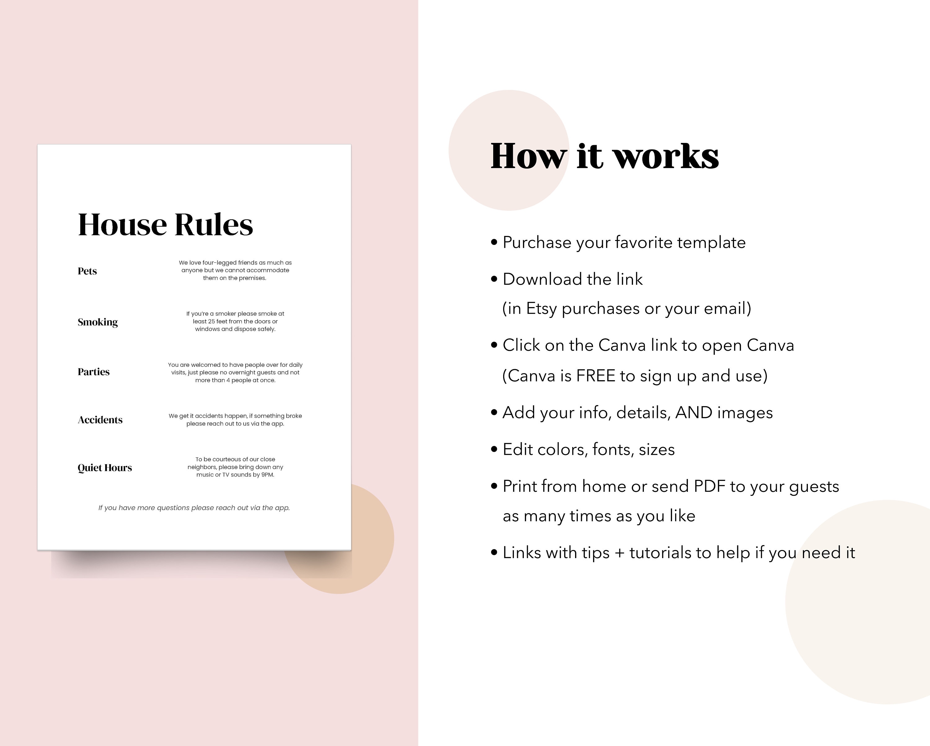 Airbnb House Rules, Editable Vacation Rental Printable, Guest House ...