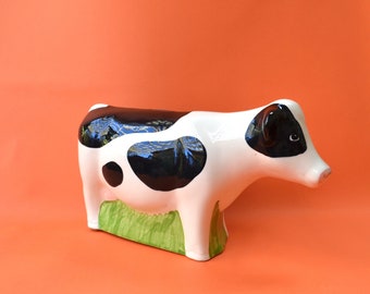 Vintage Metlox Ceramic Holstein Cow Coin Bank