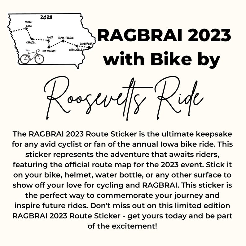 RAGBRAI 2023 Route Sticker | Iowa Bike Ride Keepsake - Etsy