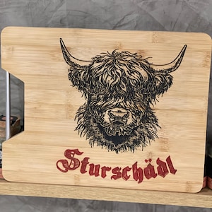 Archivo láser para descargar, para la producción de una tabla de cortar o similar de carne de res de las Highlands