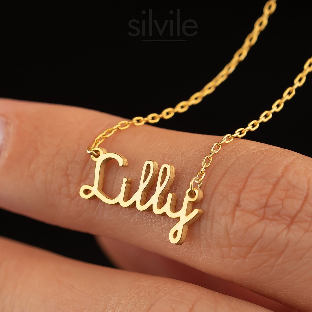14k Solid Gold Custom Nameplate Necklace DAINTY NAME Etsy
