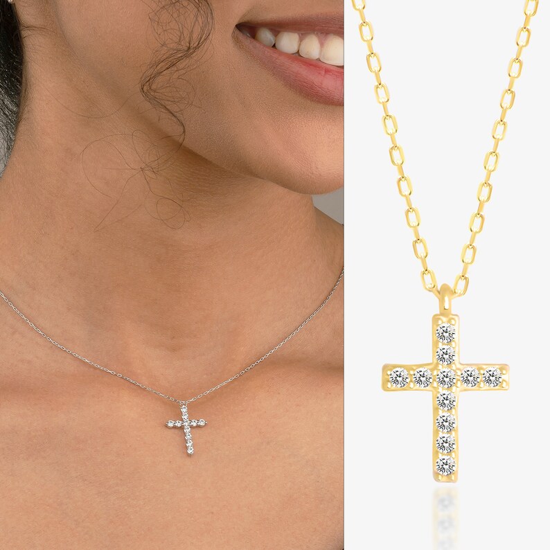 5 Styles of 14K Solid Gold Cross Necklace for Women Gold Cross Pendant