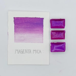 Magenta Mica Watercolor Full Pan – Handmade Pink Shimmer Paint | Bold Metallic Fuchsia Pigment | Artist Watercolor | High-Pigment Pan