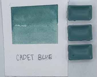 カデットブルー水彩絵の具 フルパン ハンドメイド ダスティ