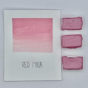 Red Mica Watercolor Full Pan Handmade Shimmer Paint Red Metallic Artist Watercolor High Mica Content Fits Standard Palette Small Batch