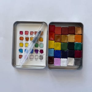 カデットブルー水彩絵の具 フルパン ハンドメイド ダスティ