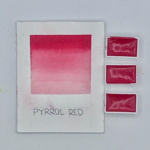 Pyrrol Red Watercolor Full Pan Handmade Bold Red Artist Paint Intense Crimson Pigment Small Batch High Tint Strength Fits Standard Palette