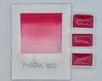 Pyrrol Red Watercolor Full Pan Handmade Bold Red Artist Paint Intense Crimson Pigment Small Batch High Tint Strength Fits Standard Palette